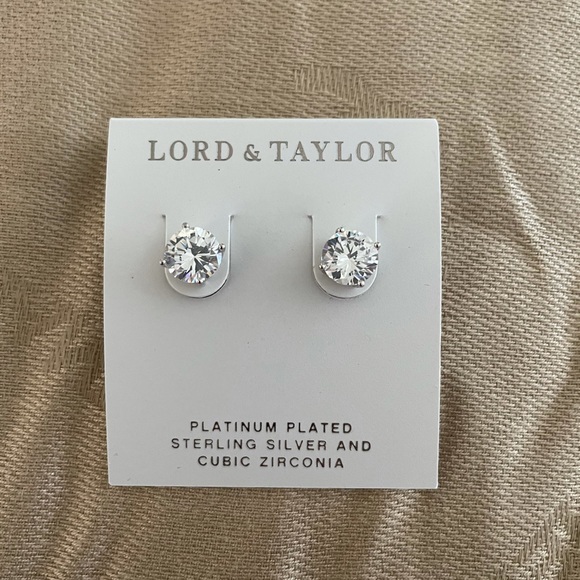 Lord & Taylor Jewelry - NWT Lord & Taylor Platinum plated CZ earrings
